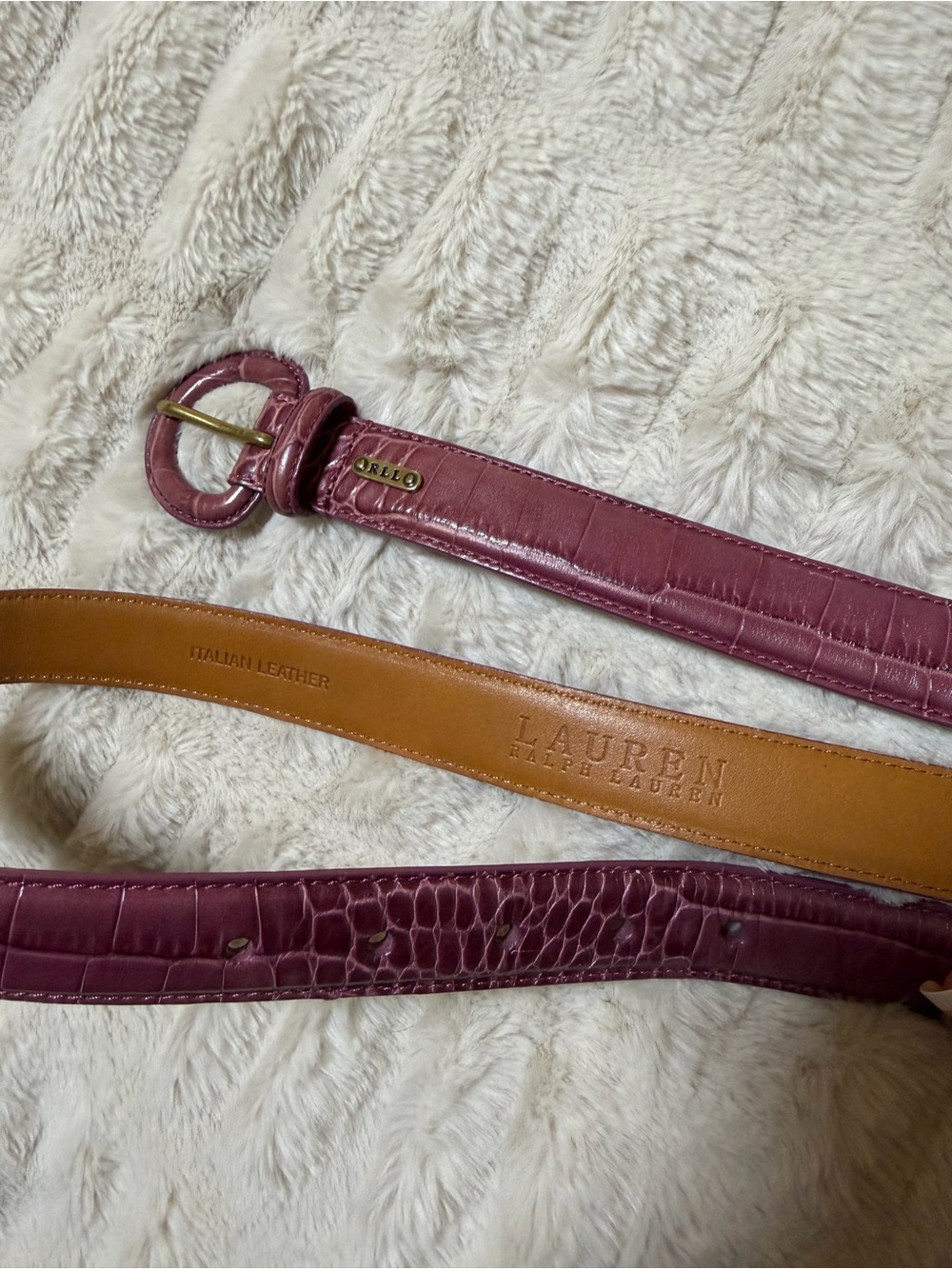 Ralph Lauren Women's Croc-Embossed Leather Belt